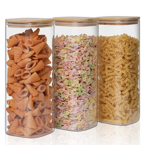 Liuruiyu glass storage jars with square design for pantry organization