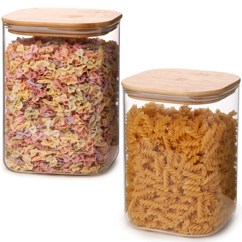 Liuruiyu glass storage jars with square design for easy pantry organization.