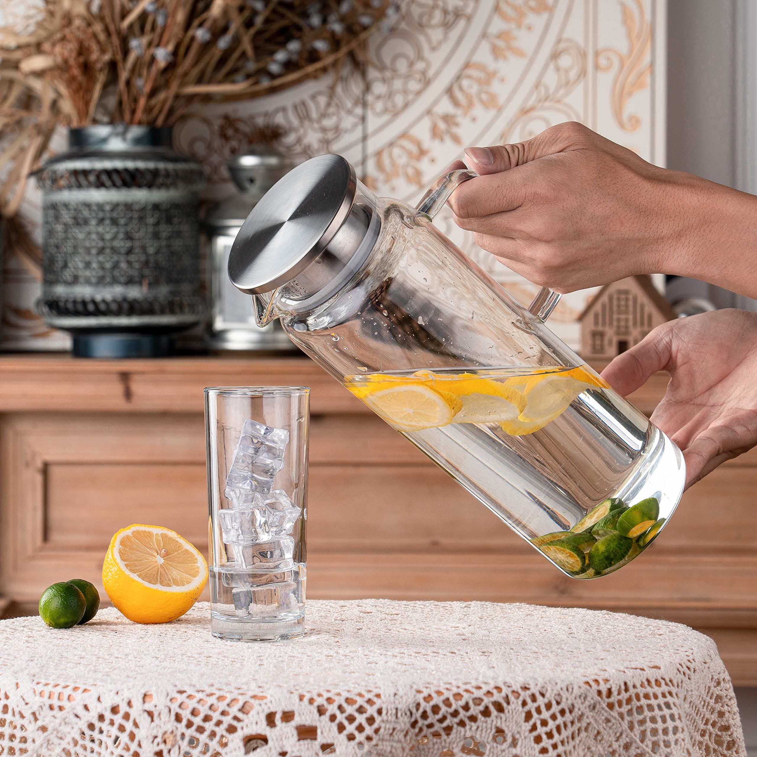 Liuruiyu versatile glass pitcher for tea, juice, and sangria