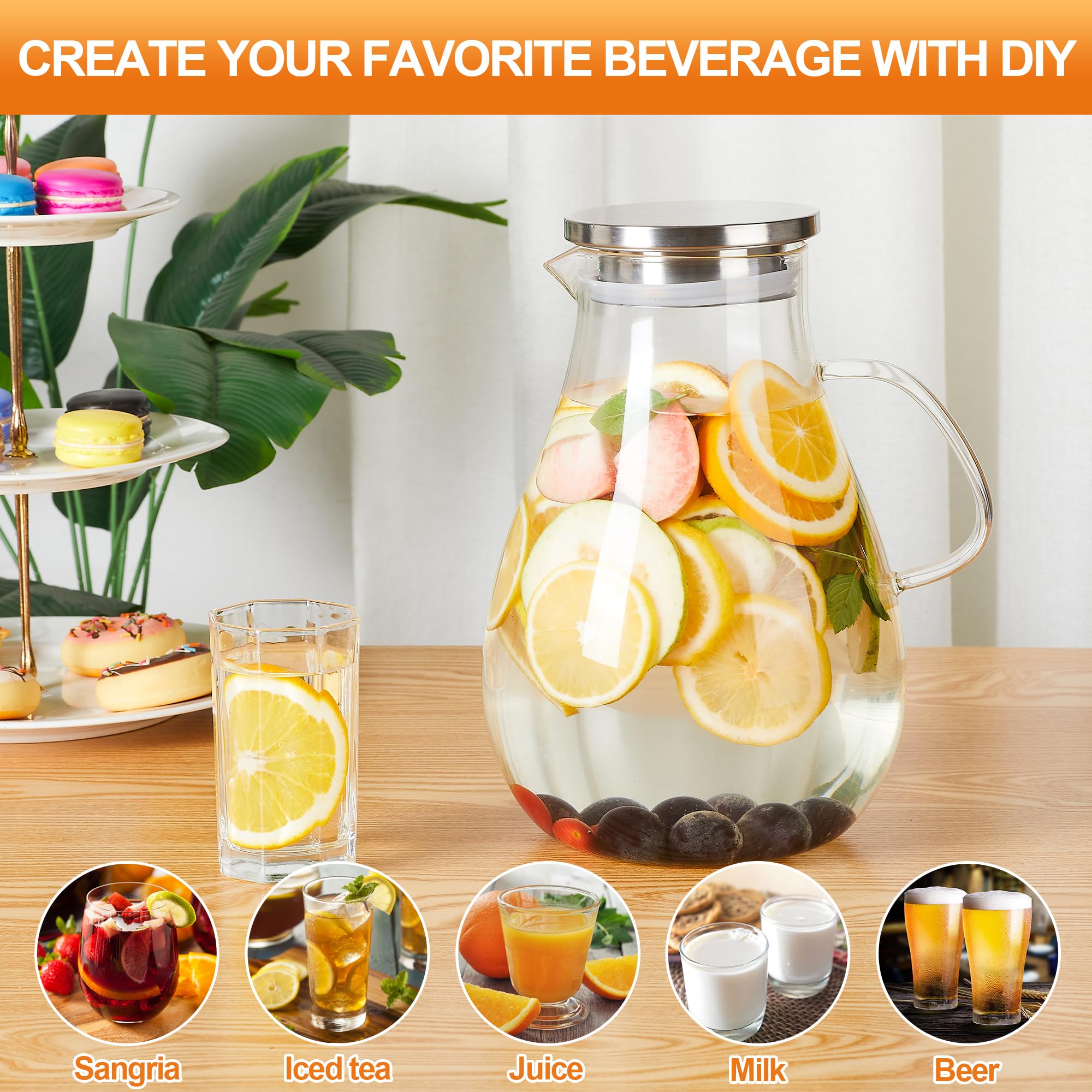 Liuruiyu one-gallon pitcher ready for ice and fruit infusion