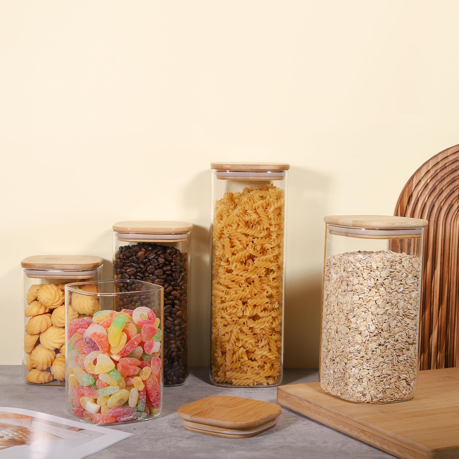 Liuruiyu square jars on kitchen counter add elegant organization
