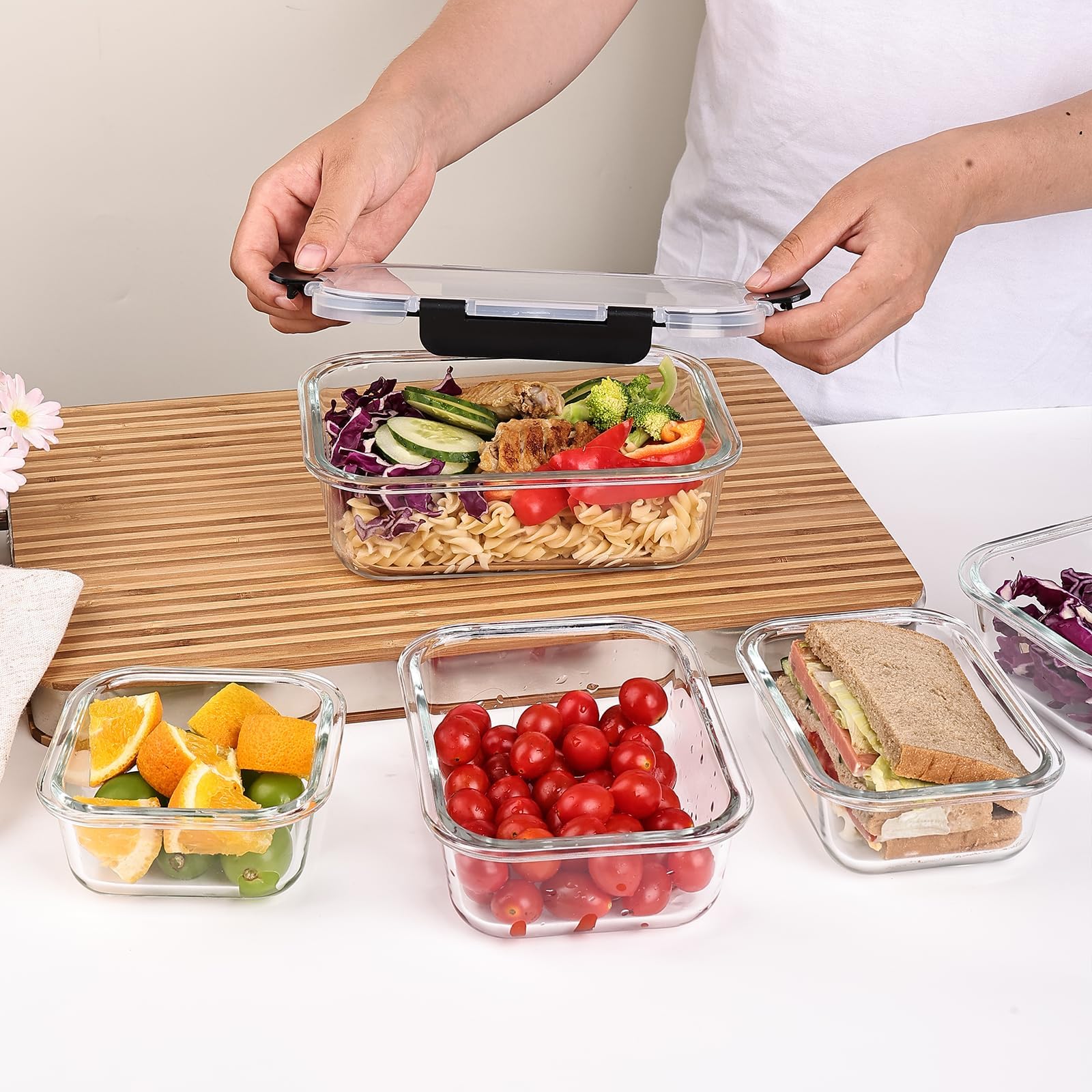 Liuruiyu oven and microwave safe glass containers for reheating meals