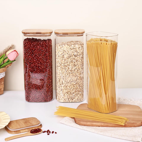 Liuruiyu stackable kitchen canisters maximize cabinet space.