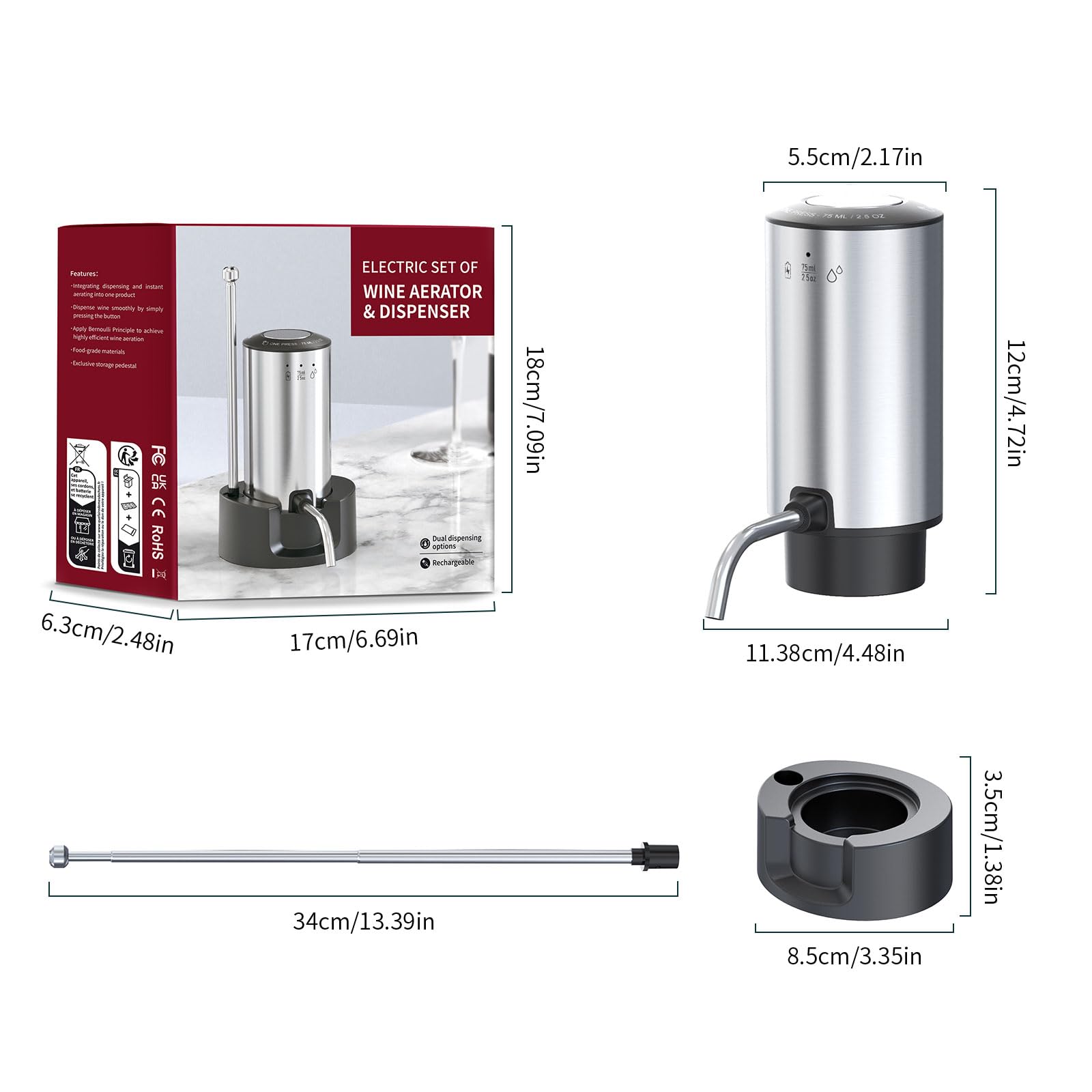 Liuzouwin electric decanter with storage base ready for table-side service.