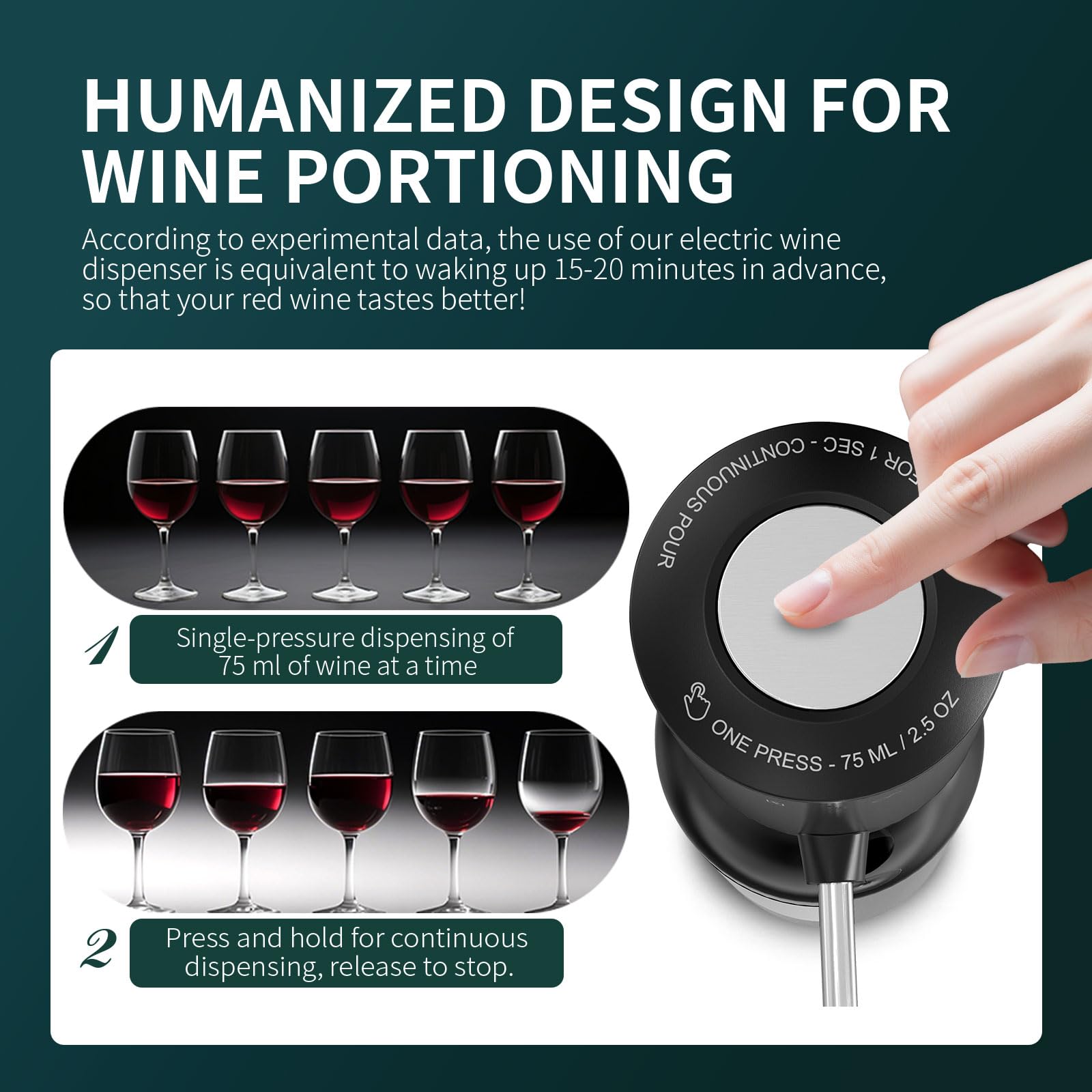 Liuzouwin rechargeable aerator charges via USB-C for easy power.