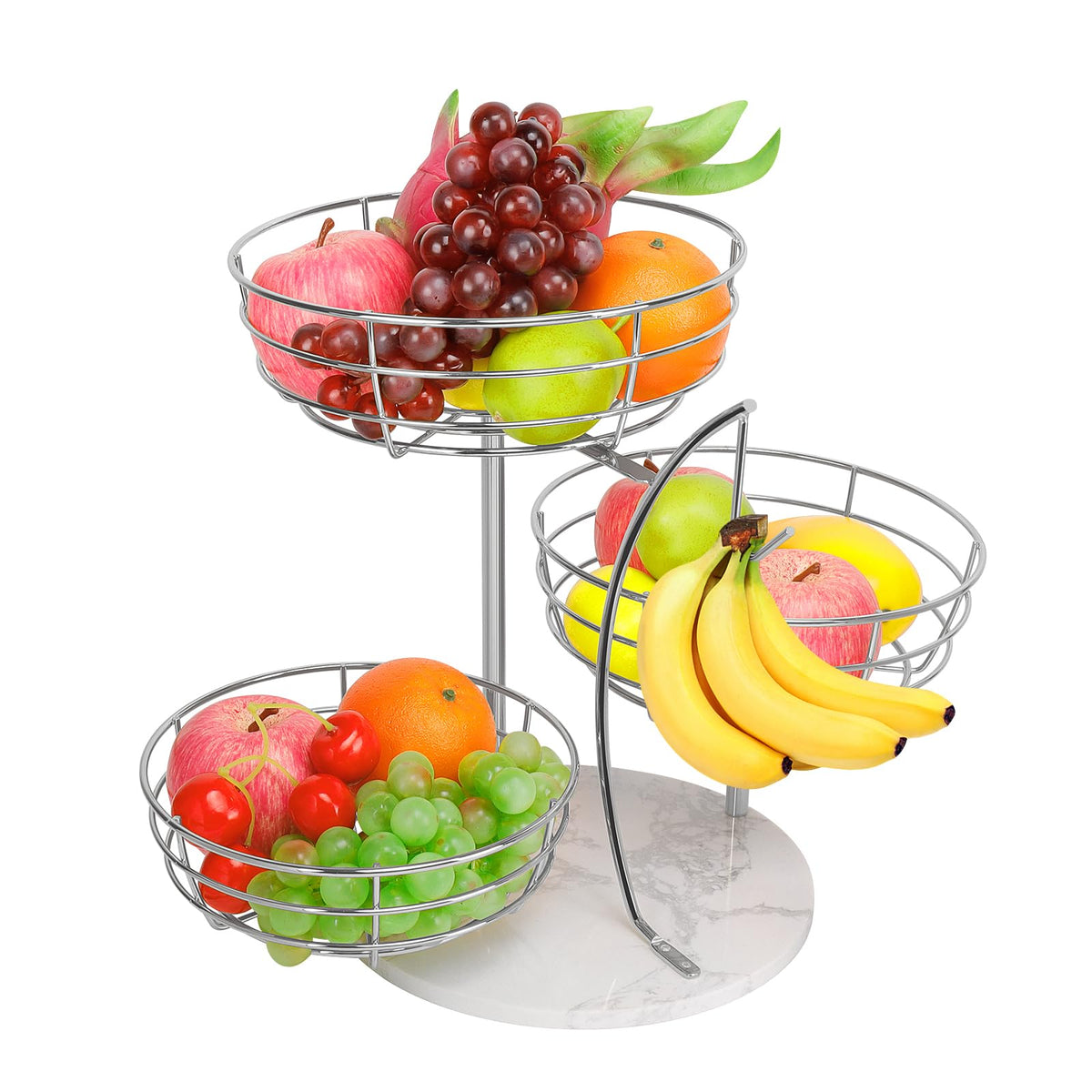 Livabber 3-tier fruit basket with banana hanger for organized counter space