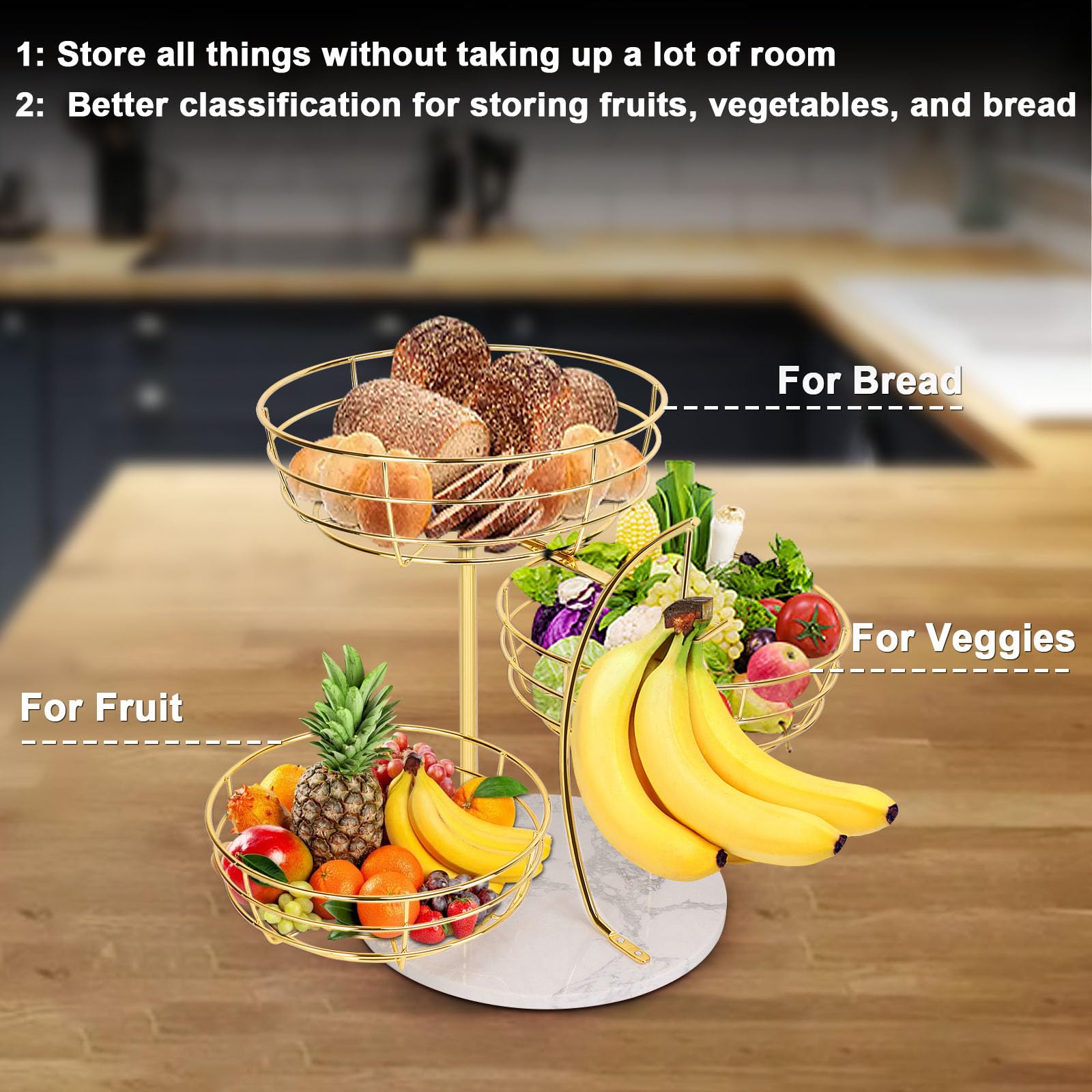 Livabber banana hanger integrated basket ideal for keeping ripe bananas handy.