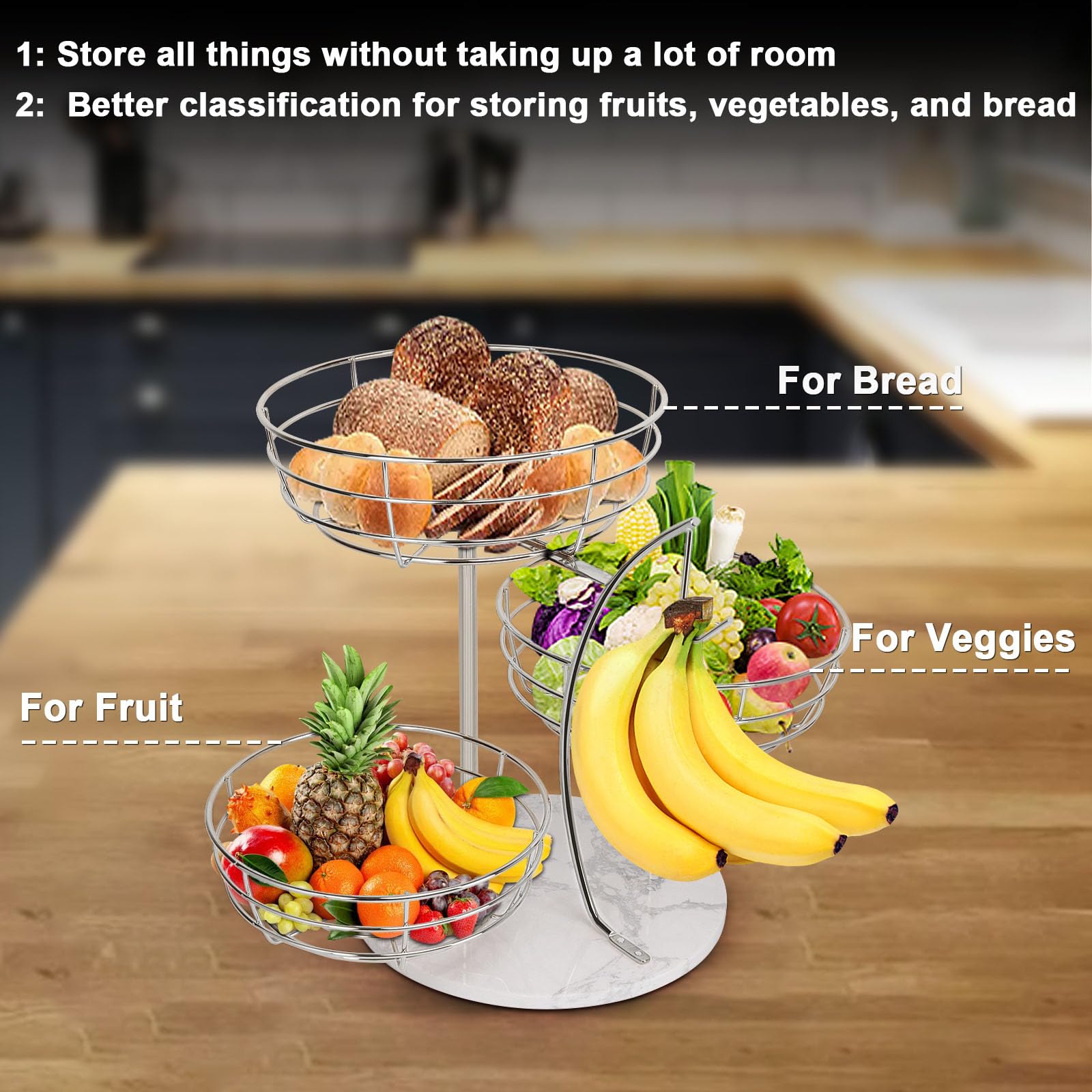 Livabber chrome metal fruit basket offering rustproof durability for daily use