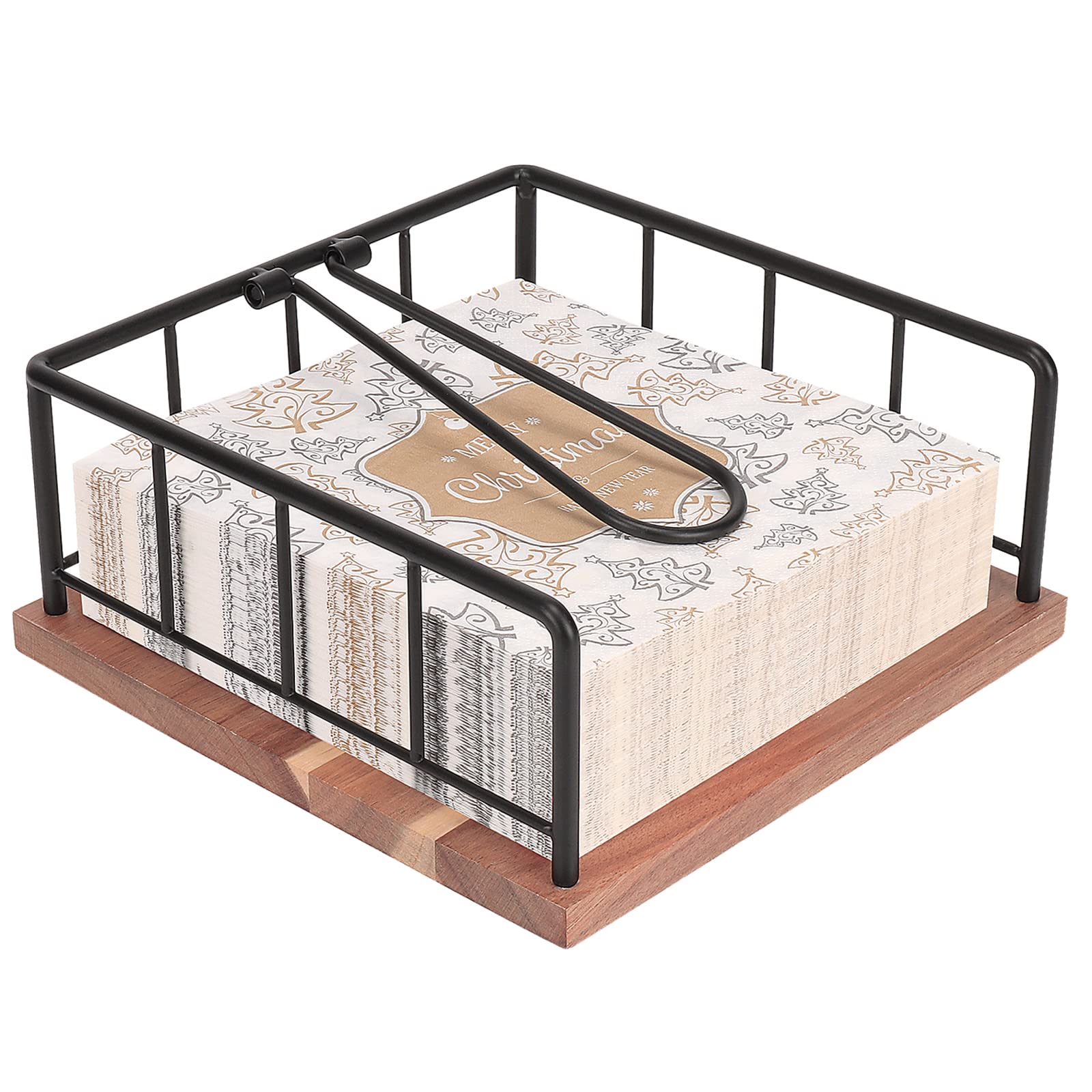 Livabber flat napkin holder with metal base, top view showing sturdy stability for countertops.