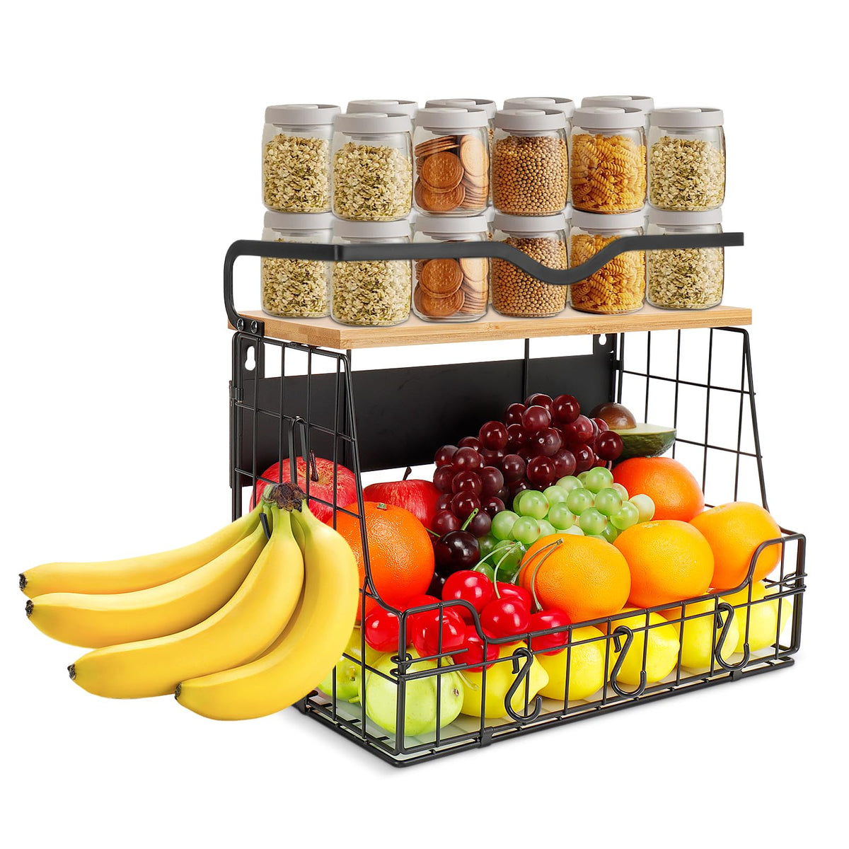 Livabber fridge organizer basket with magnetic mount keeps produce easily accessible.