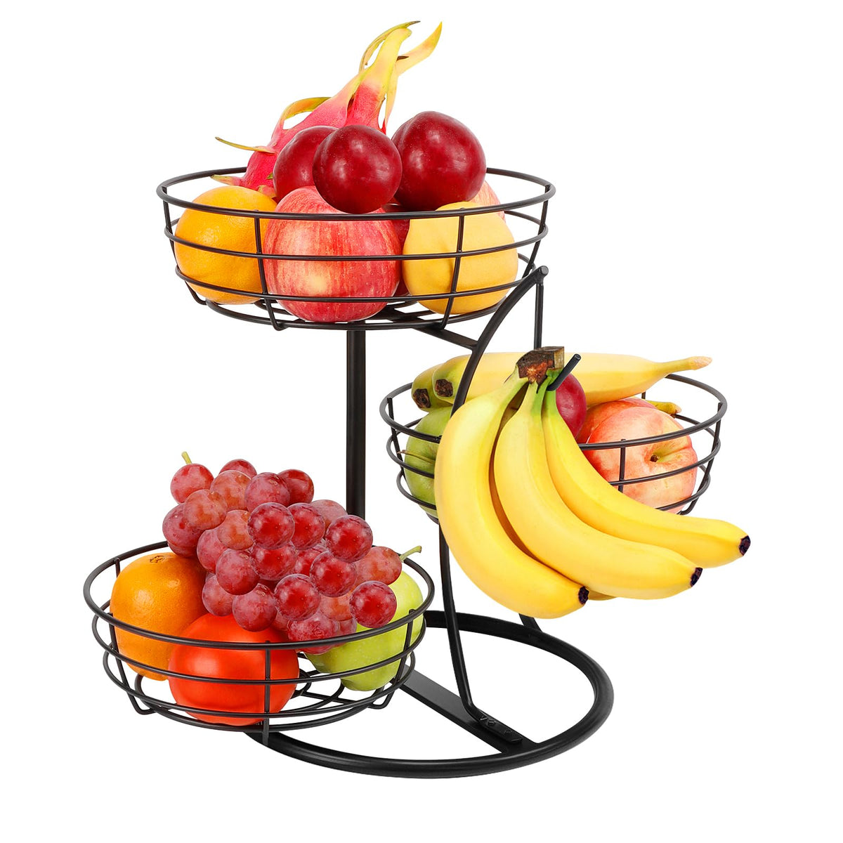 Livabber fruit basket with banana hanger highlights a 3-tier base for organized kitchen storage.