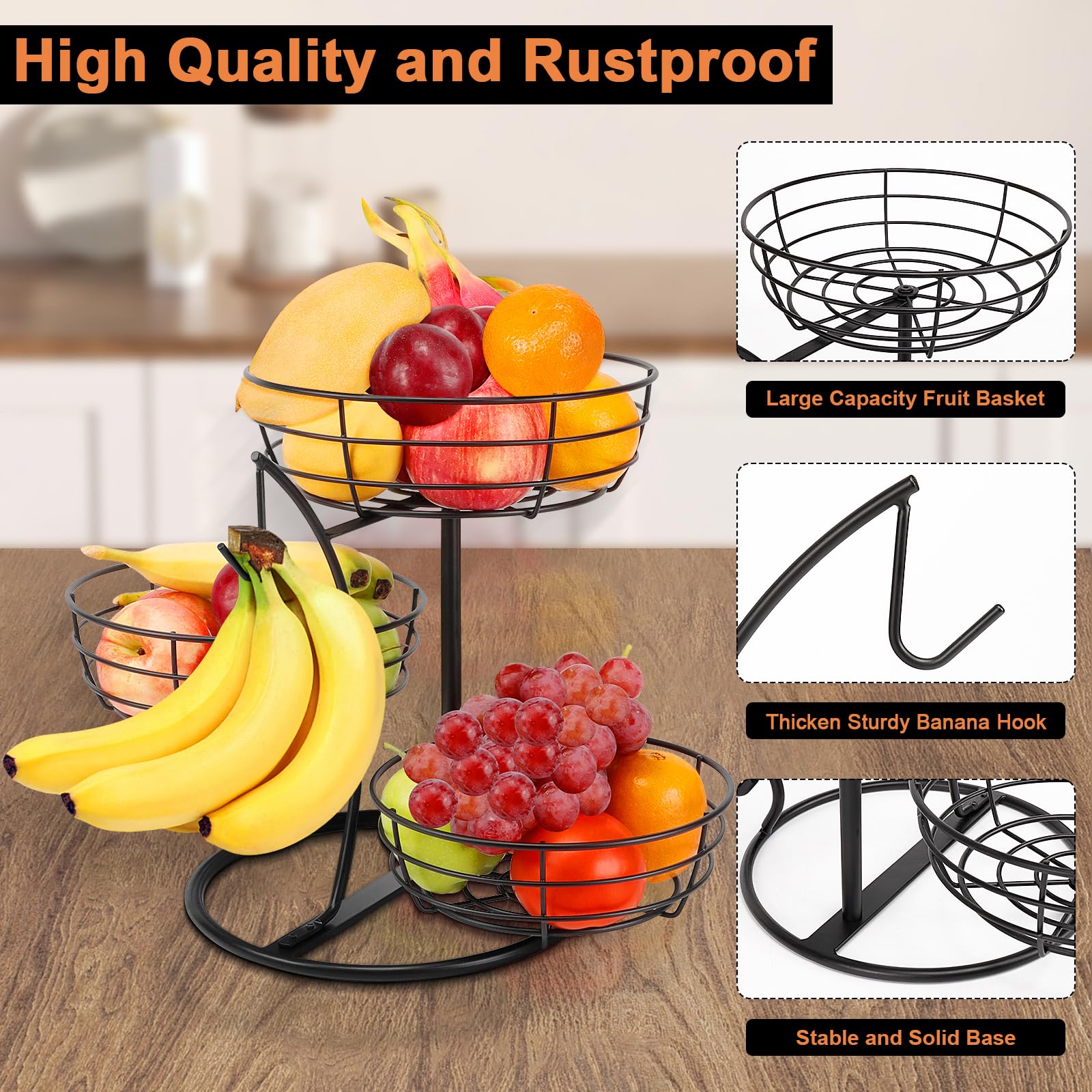 Livabber 3-tier setup dimensions show compact footprint on a countertop.