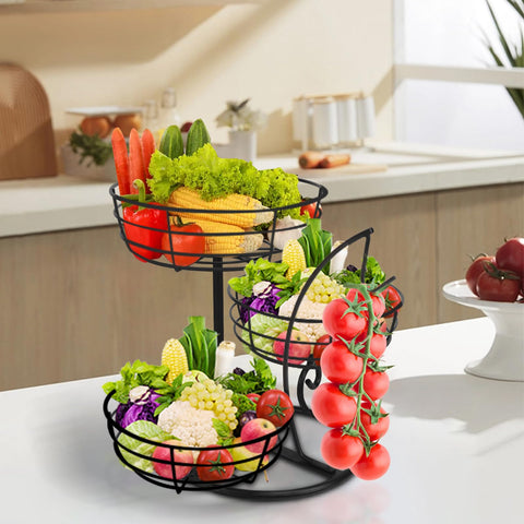Livabber 3-tier metal fruit organizer assembled on kitchen counter for everyday use.