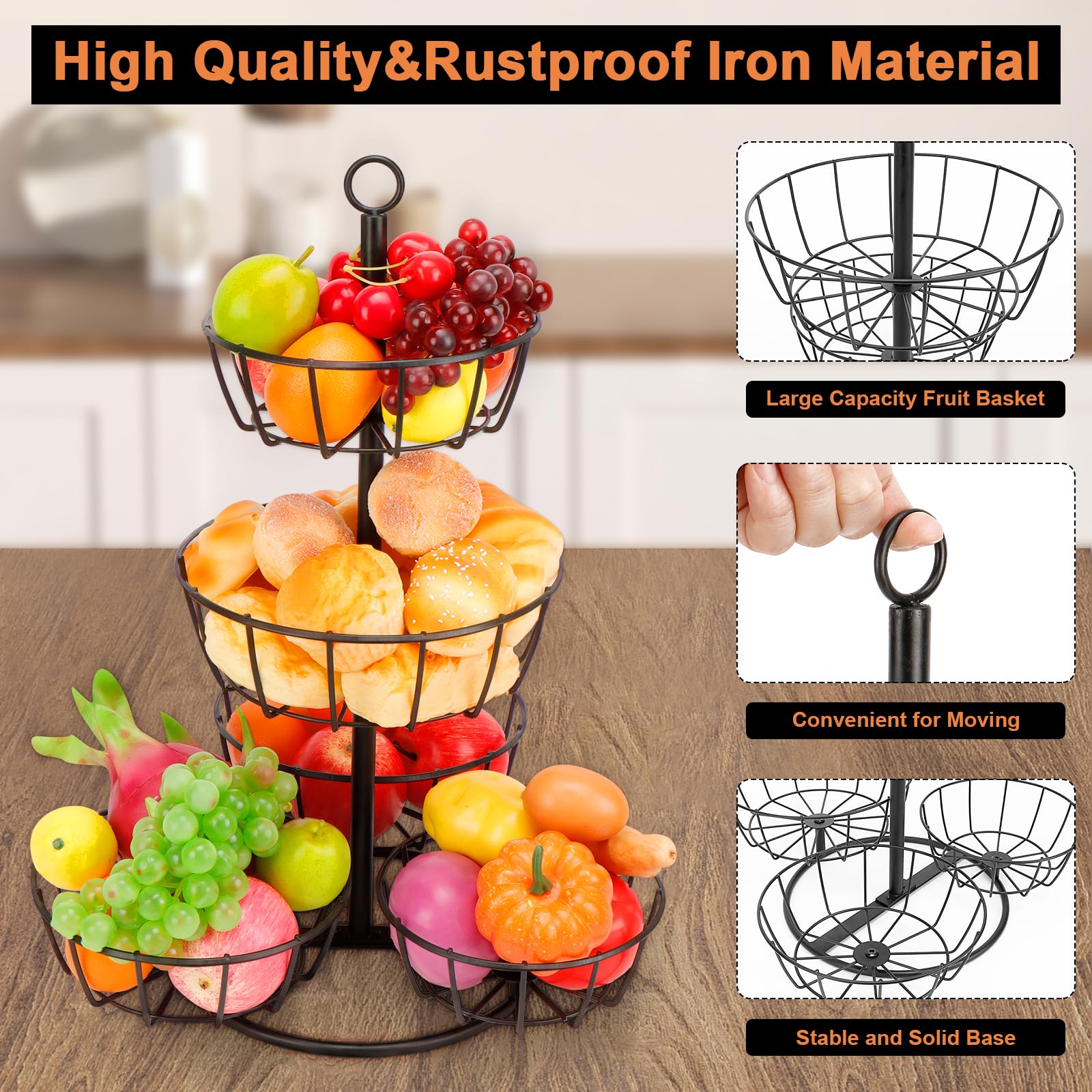 Livabber fruit basket bowl filled with fresh produce on the countertop