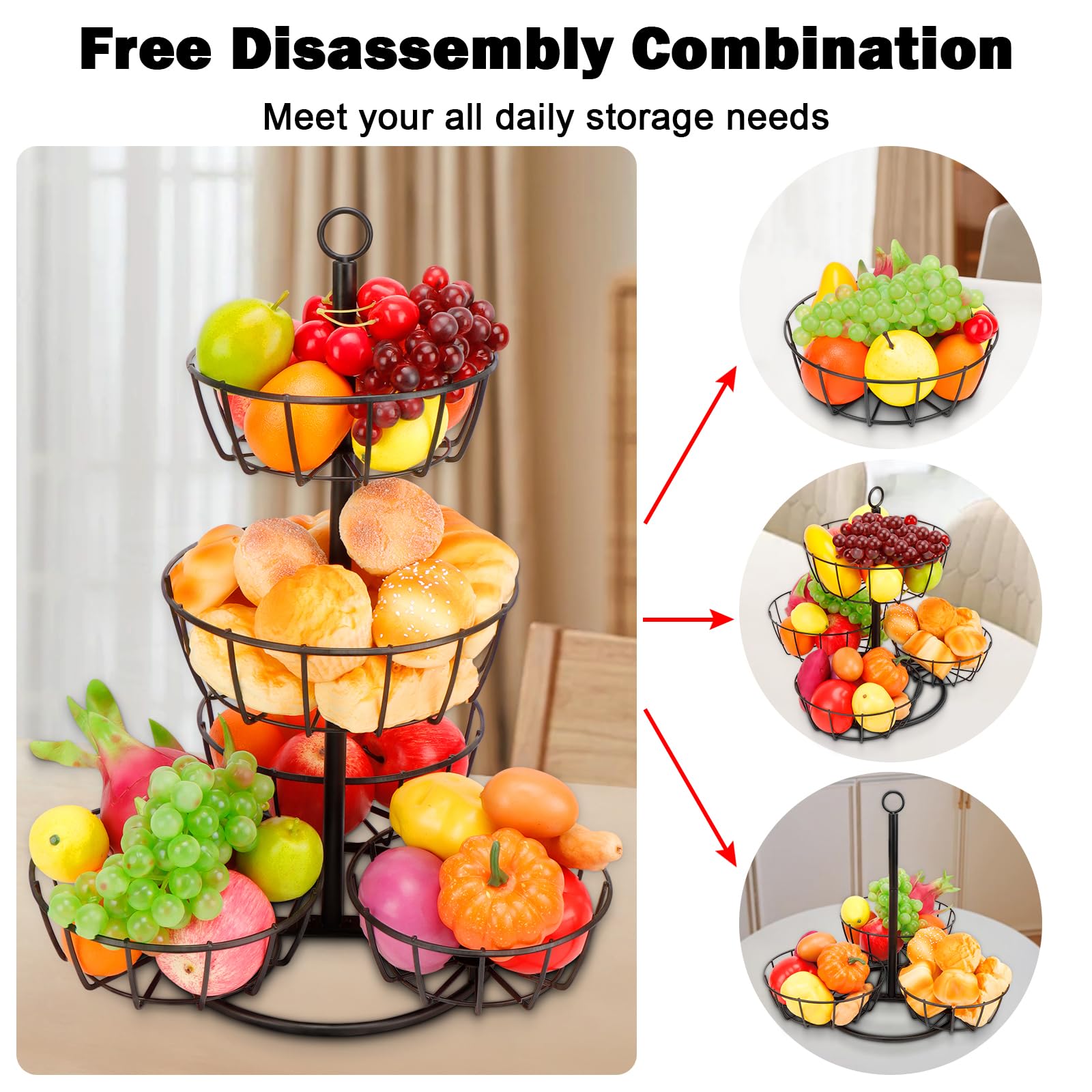 Side view of Livabber basket highlighting stable five-tier base