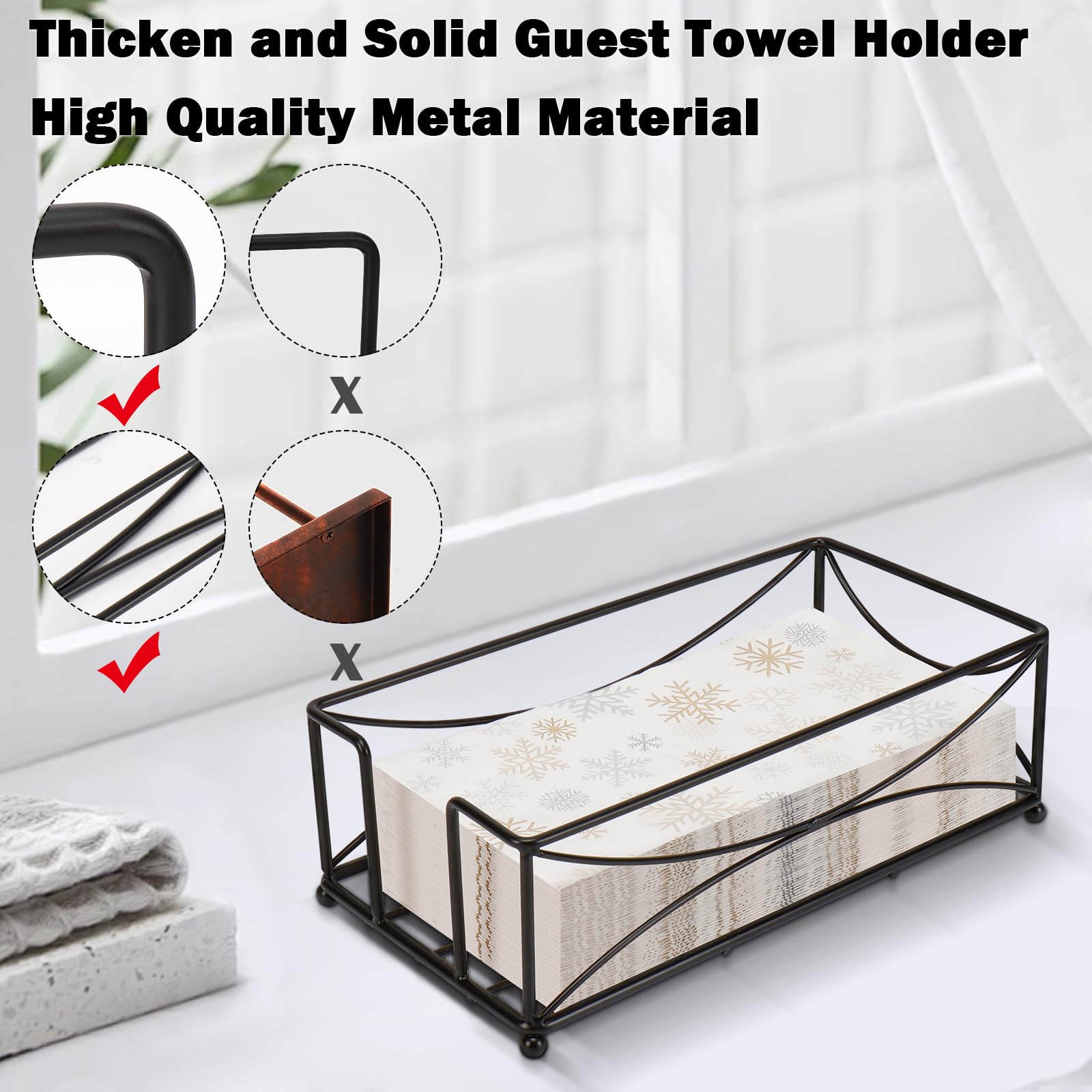 Livabber napkin holder with black metal base on counter
