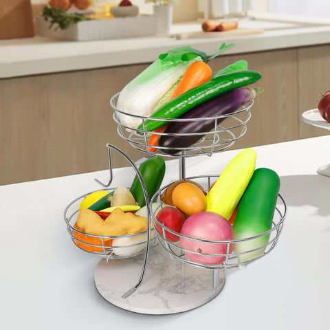 Livabber kitchen counter organizer on display for groceries and produce