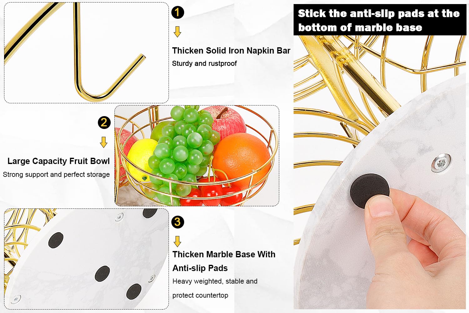 Livabber metal storage basket for fruits and vegetables adds sturdy organization.