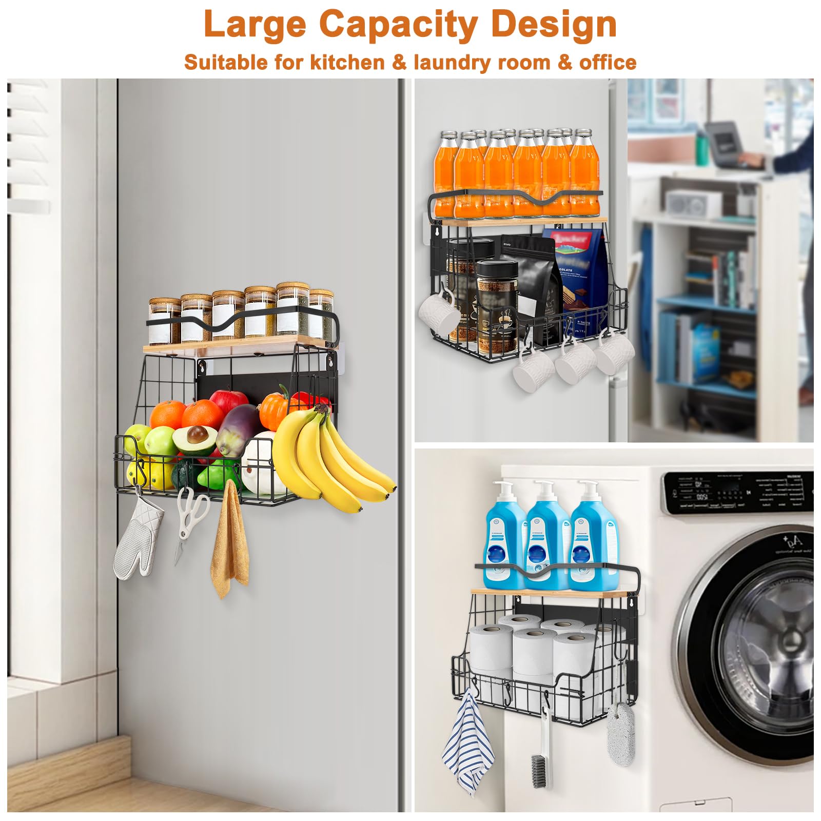 Livabber multi-scene storage adapts to kitchen, office, or laundry room.