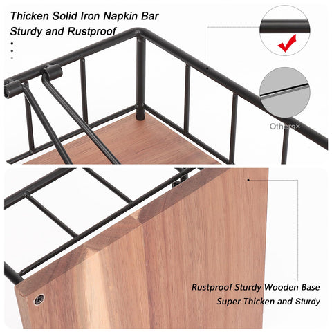 Livabber napkin holder weighted arm closeup shows wind-resistant stability and controlled dispensing.