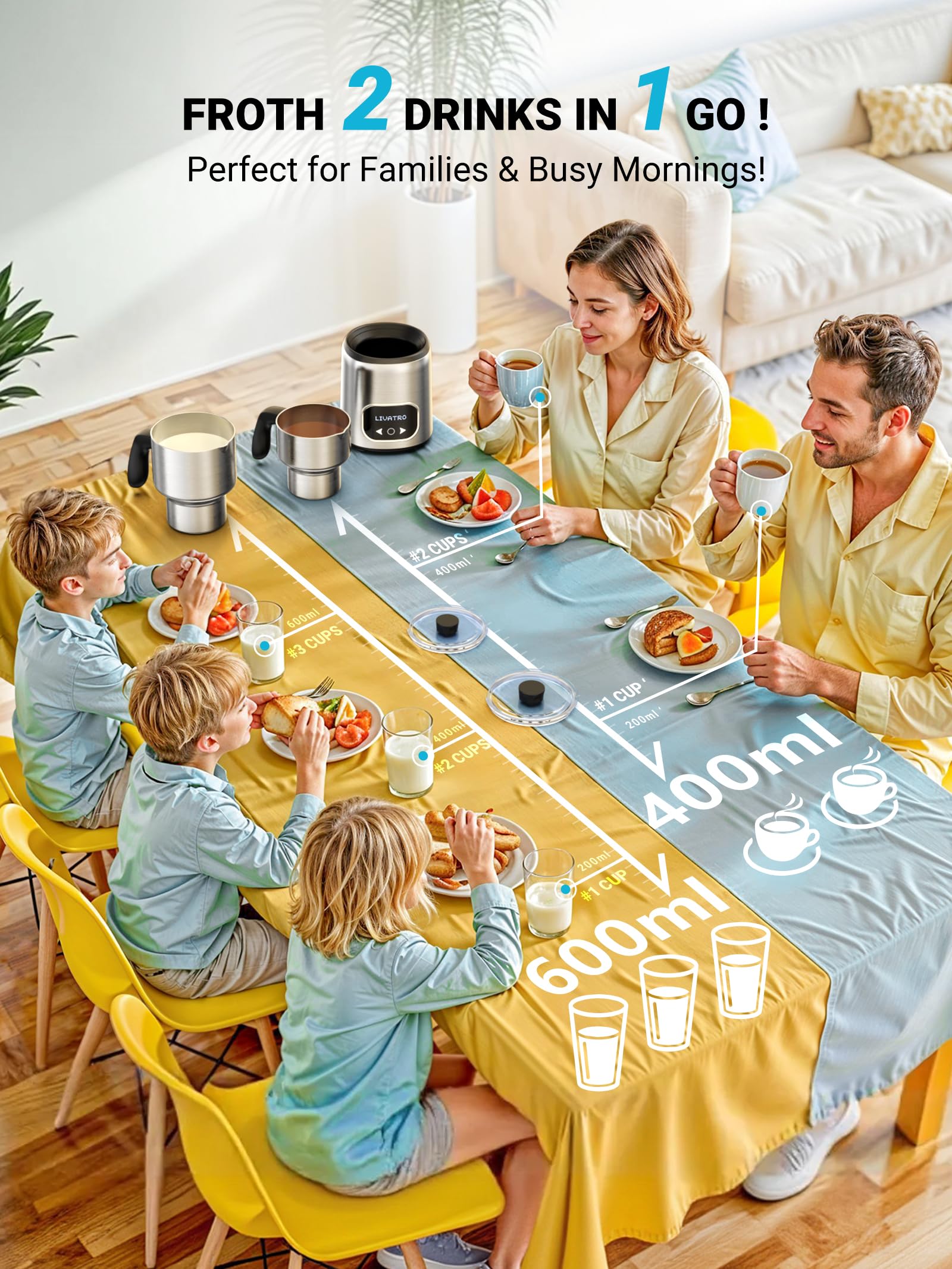 Livatro IH fast heating feature for quicker cafe-style drinks at home