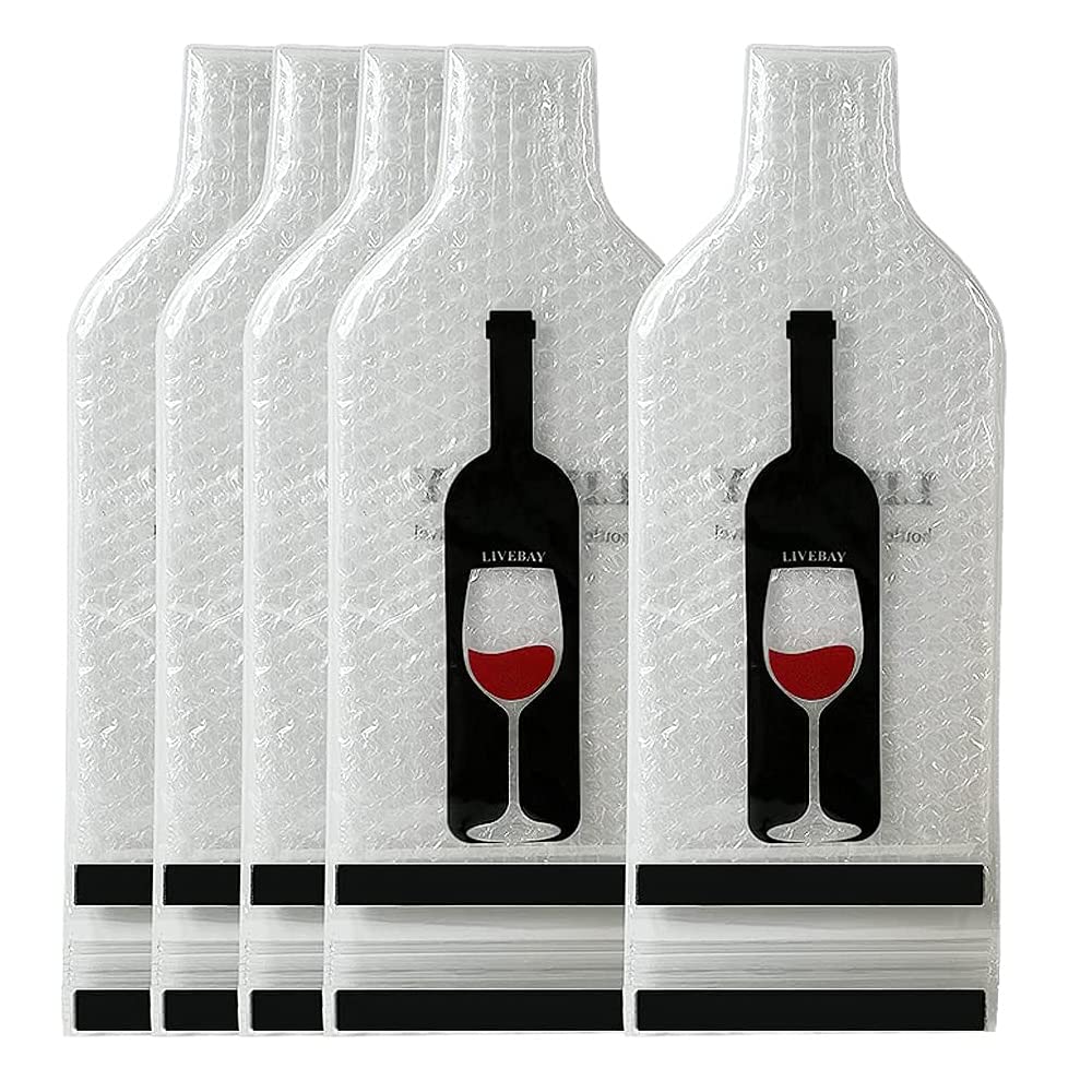LiveBay 5-pack reusable wine bag set protects bottles during travel.