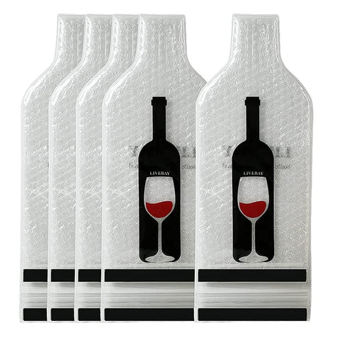 LiveBay 5-pack reusable wine bag set protects bottles during travel.