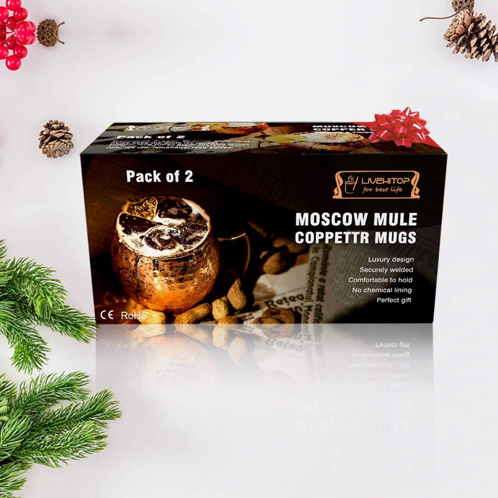 LIVEHITOP Moscow Mule setup ideal for home bars and gifts.