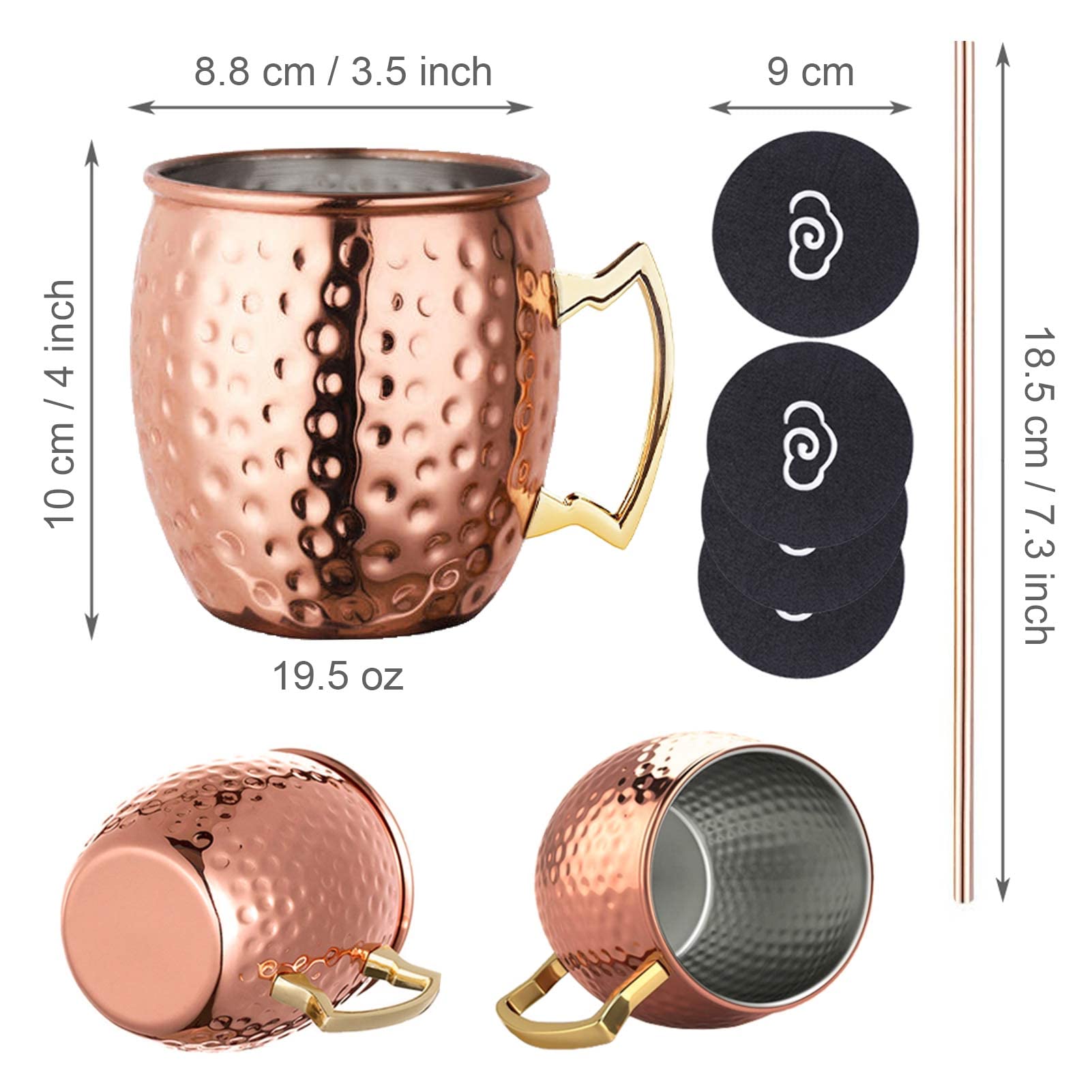 LIVEHITOP vintage copper cups add timeless decor to a home bar.