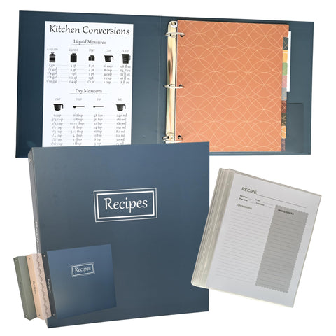 Liv'in Free recipe binder cover in sage green, durable water-resistant finish for everyday kitchen use.