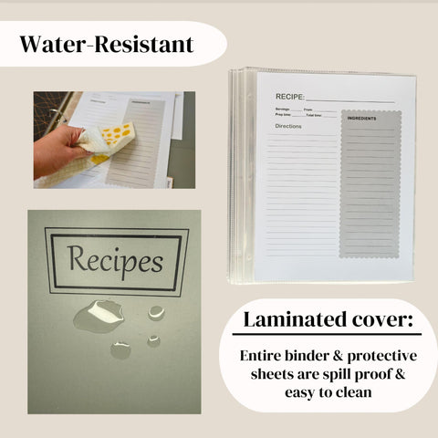 Liv'in Free protective sleeves keeping recipe sheets safe from spills.