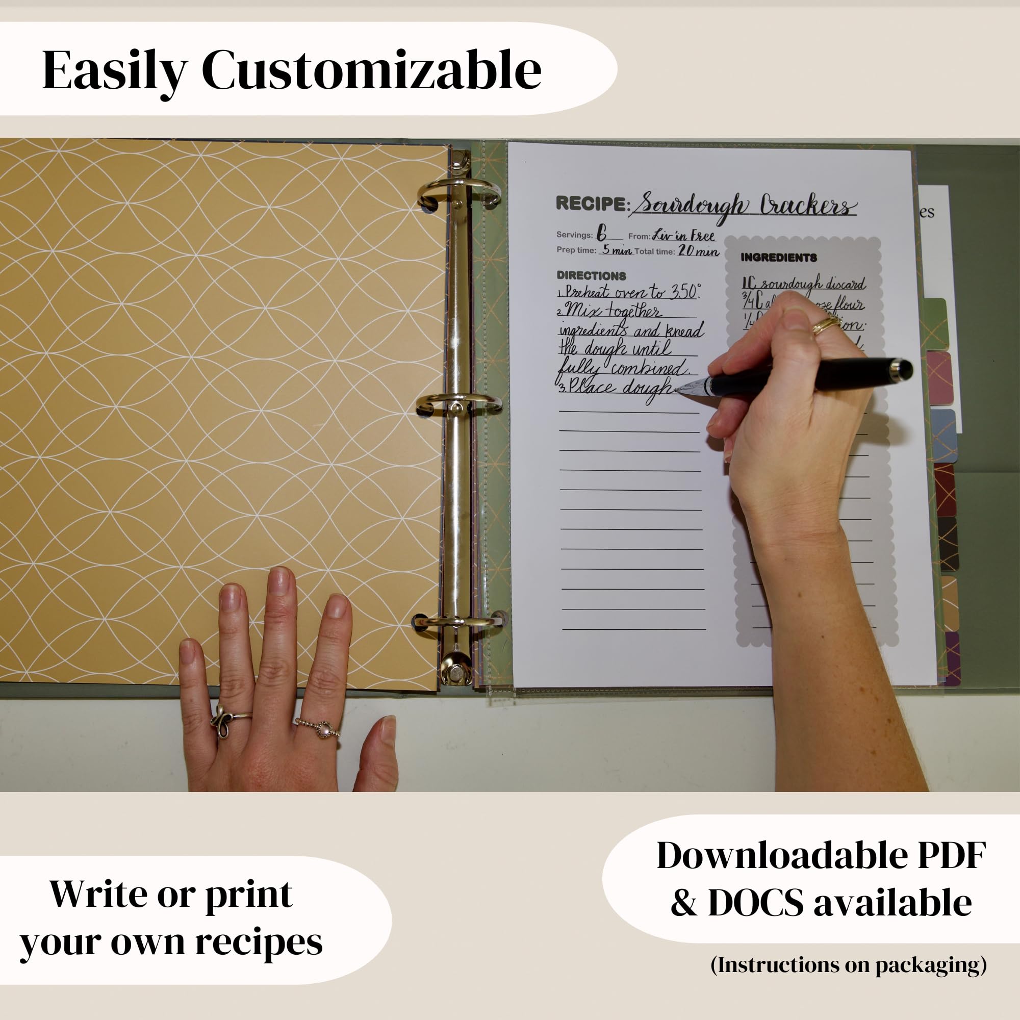 Liv'in Free extra blank recipe sheets compatible for downloads.
