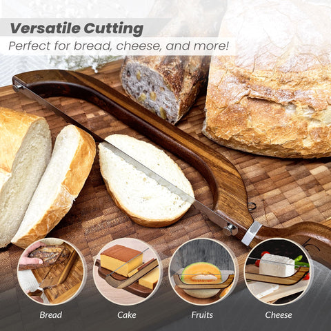 Living Canvas Design Bread Bow Knife adjustable ambidextrous handle supports left or right-handed use.