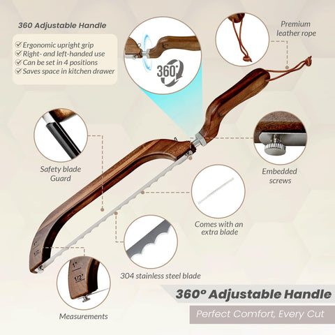 Living Canvas Design Bread Bow Knife replaceable blades included for long-term kitchen use.