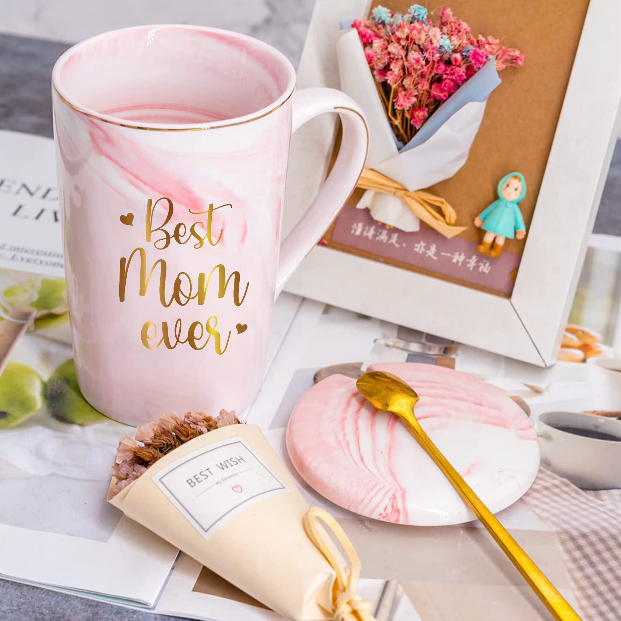 Livinges Birthday mom mug pink, bright desk companion