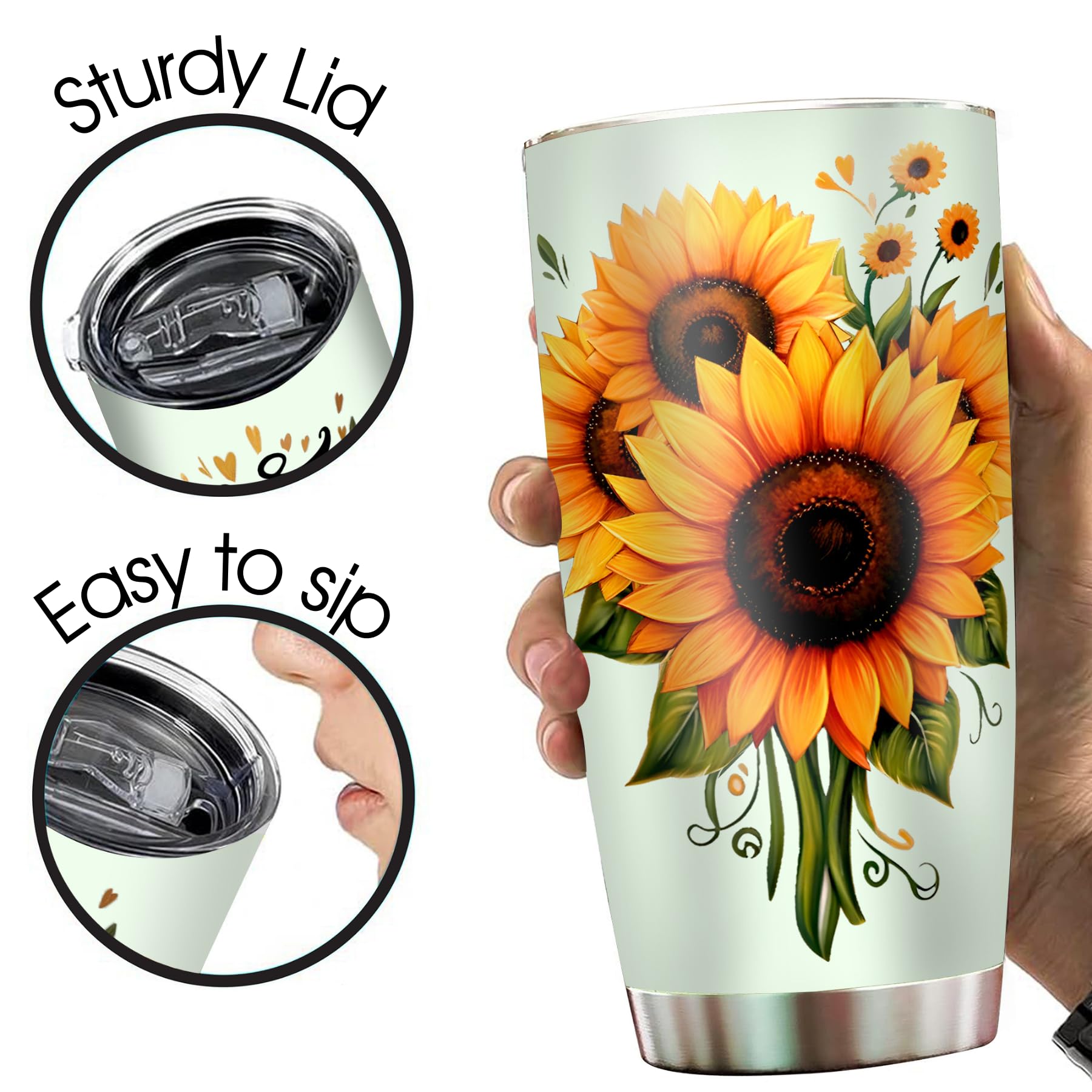 Livinges sunflower design tumbler comfortable grip for daily use