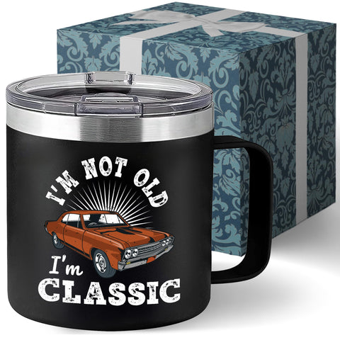 Livinges im not old im classic tumbler with lid keeps drinks spill-free on the go