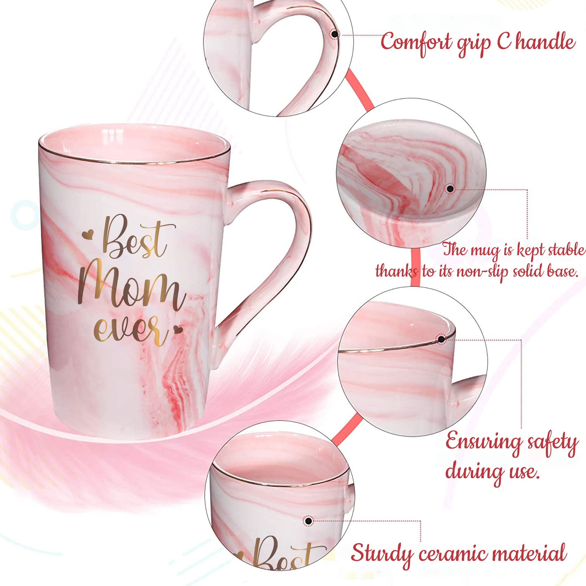 Livinges mom coffee cup pink ceramic for everyday use