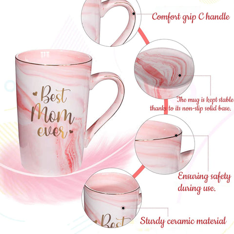 Livinges mom coffee cup pink ceramic for everyday use
