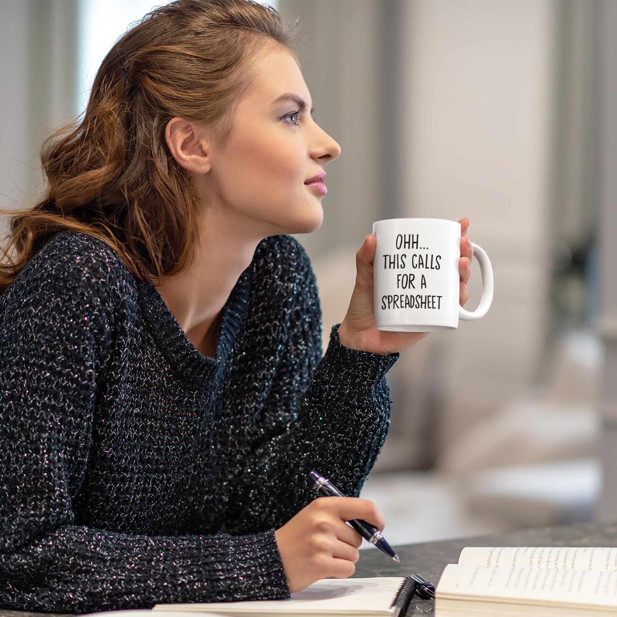 Livinges office mug desk scene; bright addition to any workspace.