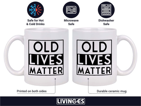 Livinges mug with easy-to-grip handle for hot or cold drinks.