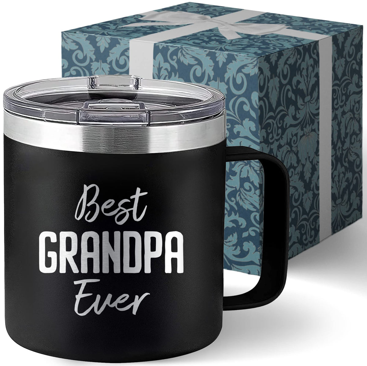Livinges Papa coffee mug front view for daily use with sturdy stainless steel.