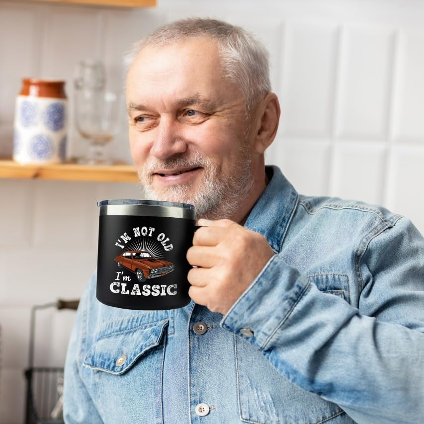 Livinges spill-proof lid 14oz dad tumbler supports comfortable sipping at home or work