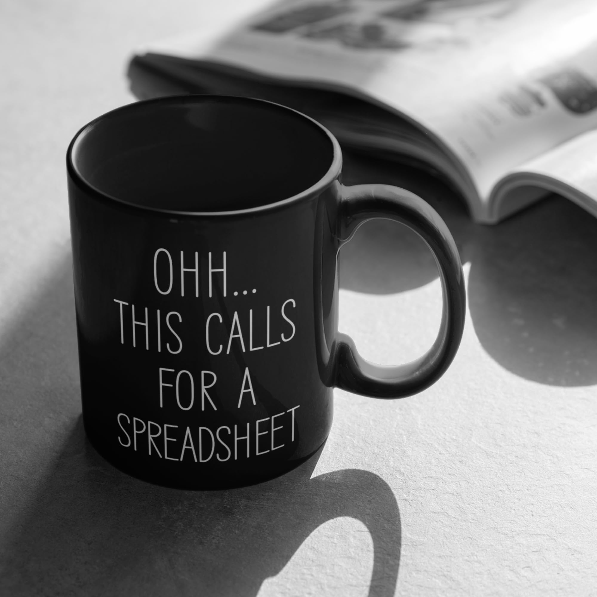 Livinges spreadsheet mug back view showing double-sided print.