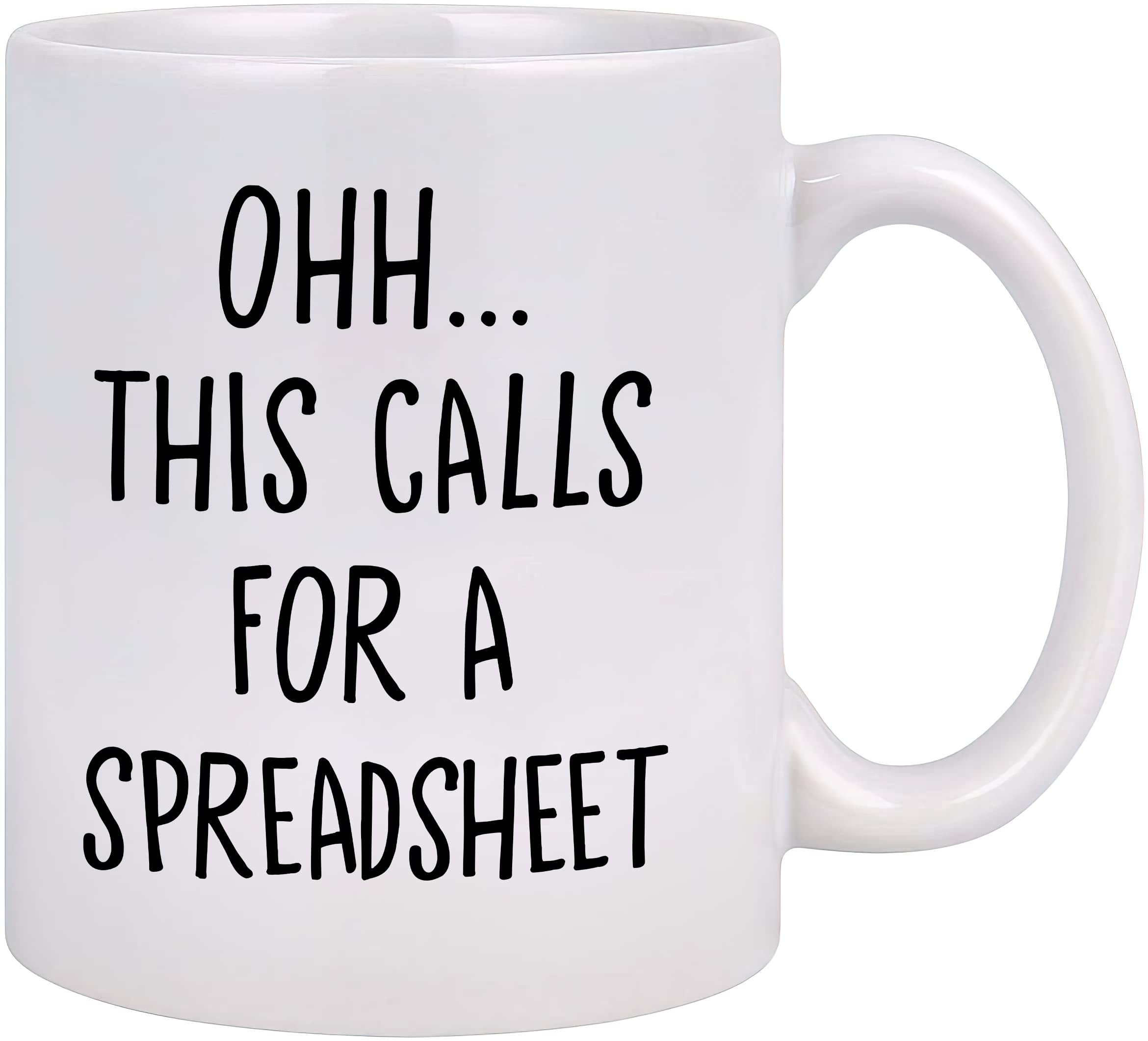 Livinges spreadsheet mug front view; ideal desk companion for daily office coffee.
