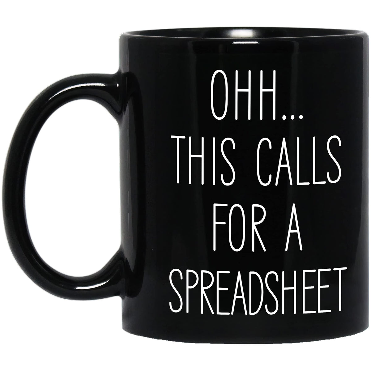 Livinges spreadsheet mug front view for daily desk humor and focus.