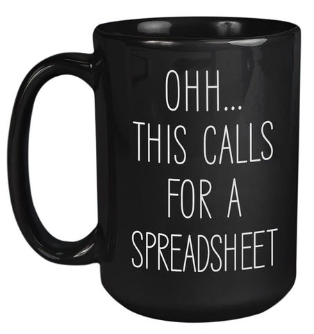 Livinges spreadsheet mug front view ideal for desk humor and team gifts.