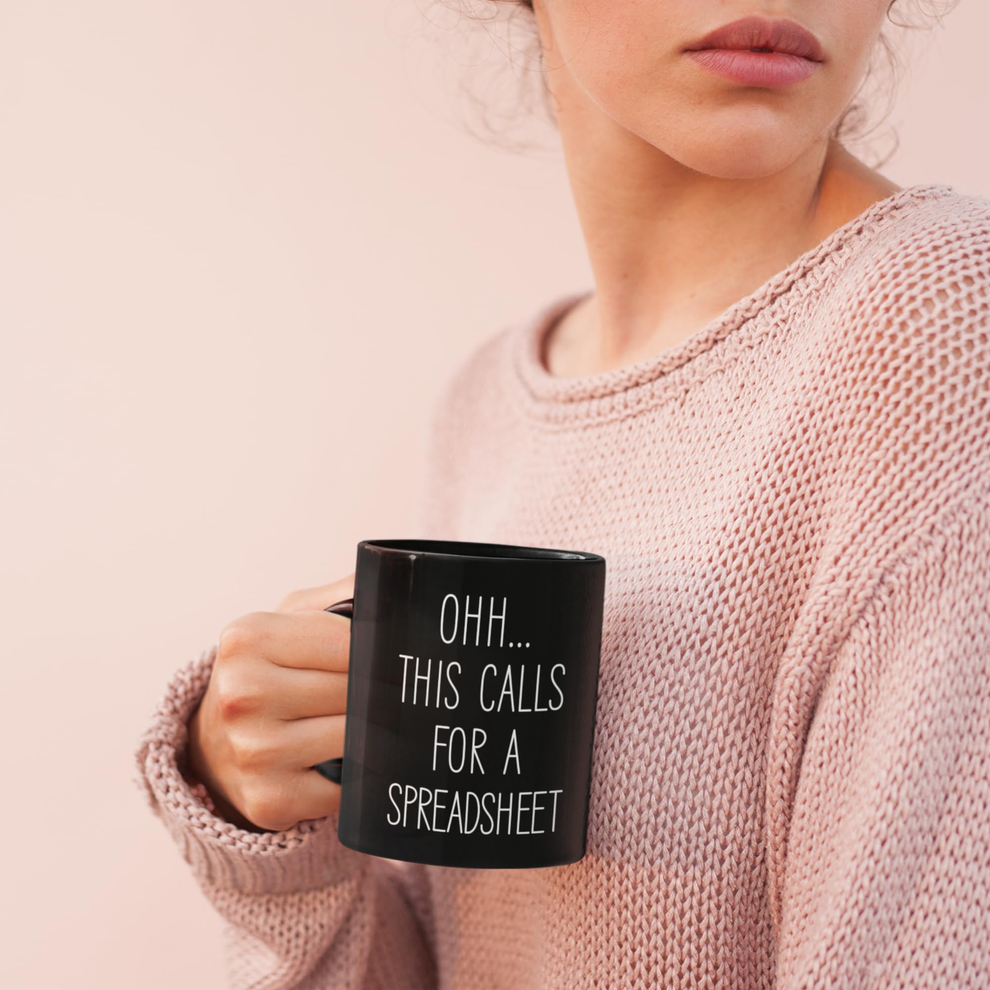 Livinges spreadsheet mug handle close-up highlighting sturdy C-handle.