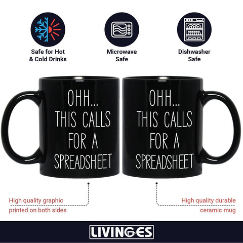Livinges spreadsheet mug in left-hand hold with comfortable grip.