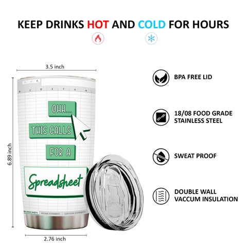 Livinges Spreadsheet Tumbler stainless steel body; premium build preserves drinks temperature.
